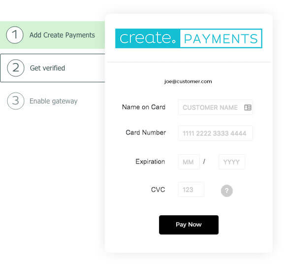Create payment screen example